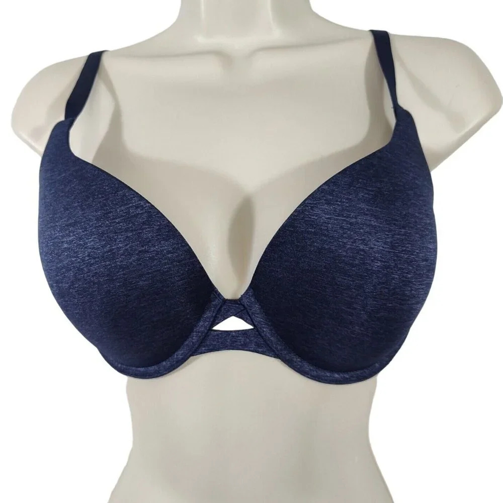 Victorias Secret Perfect Shape Bra Women Size 32DD Heather Blue Underwire Padded